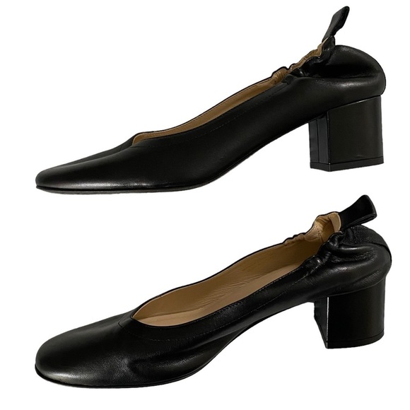 Everlane The Day Heel round toe scrunch back 2inch block heel leather black 7.5 - Picture 7 of 16